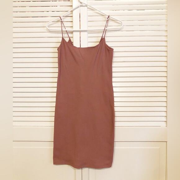 Abercrombie & Fitch Mauve Ribbed Bodycon Strappy Mini Dress - Picture 2 of 5